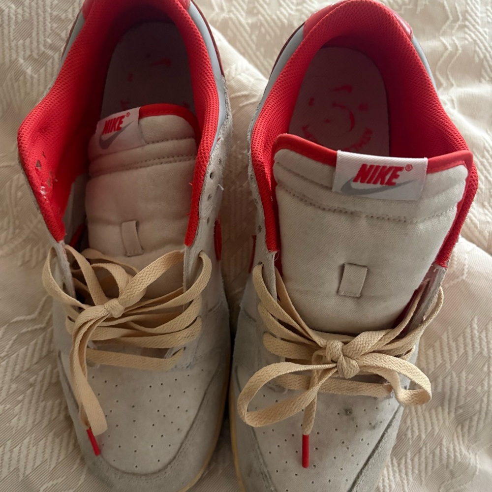 Nike Cream and Red Athletic Shoes